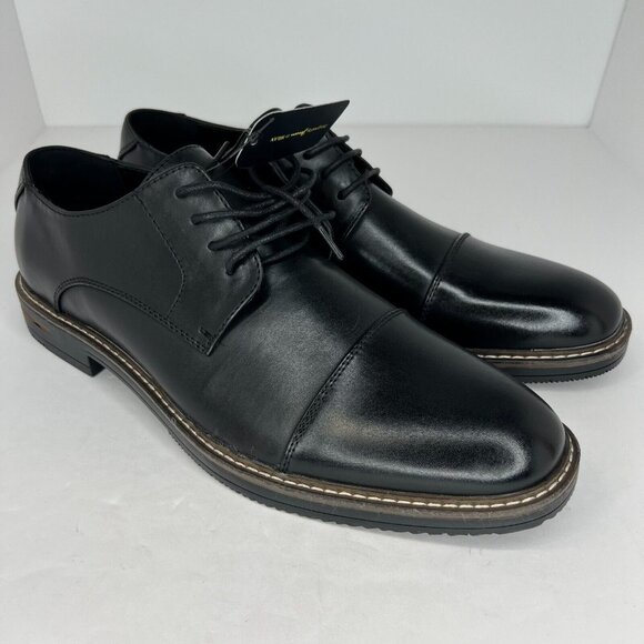 Jousen Mens DDH23021 Black Polished Oxford Leather Cap Toe Size 13 Dress Shoes - Picture 2 of 9